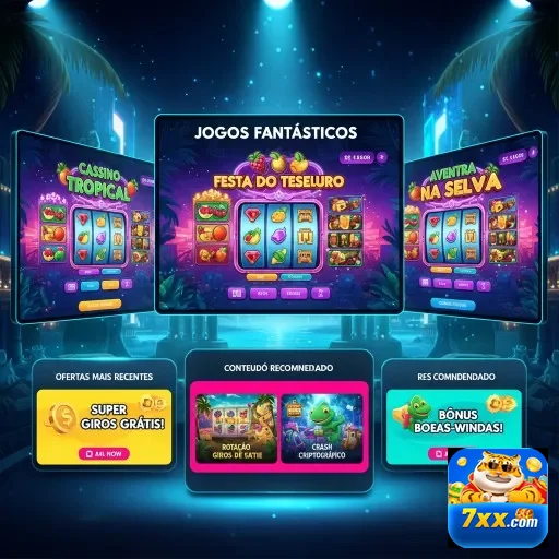 Ilustração de Experimente a Diversão das Slots no 7xx com Recompensas VIP